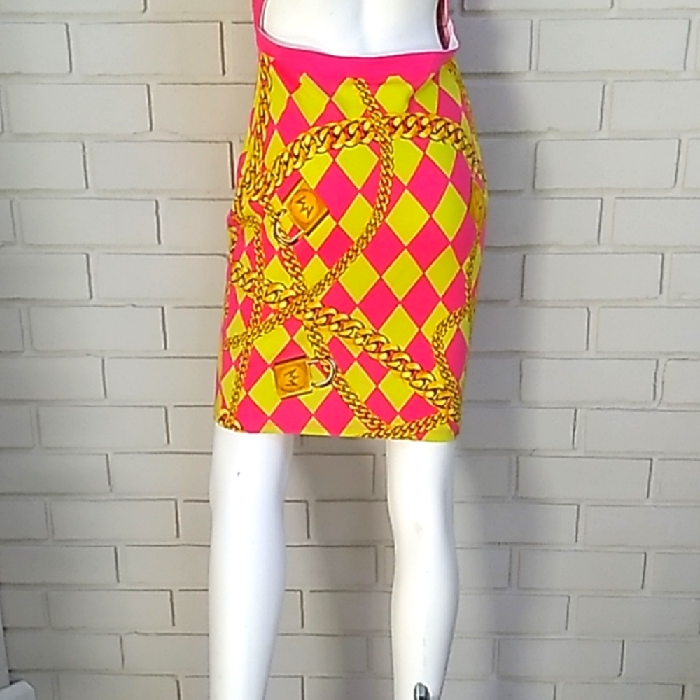 Nicki Minaj Hot Pink/ Gold Chain Bodycon Dress. Size Medium (Juniors) - Picture 7 of 10